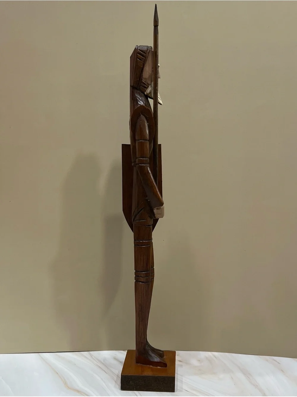 Mid Century Modern Hand Carved Wood Don Quixote Statue Brutalist Spanish Revival
